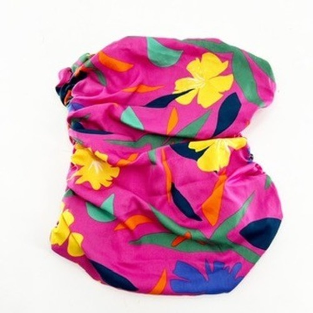 LPA Pink Tropical Floral Ruched Strapless Tube Top Size XXS Cropped Bodice - Picture 2 of 5